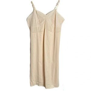 Vintage 80s Nancy King Cream Beige Full Slip Intimates Lingerie